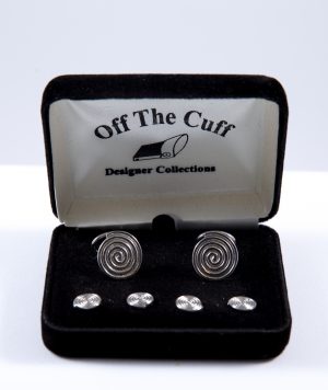 Silver Spiral Cufflink and Stud Set