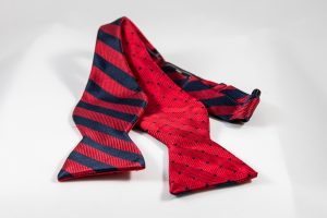 Silk Navy/Red 2.5" Reversible Bow Tie - untied