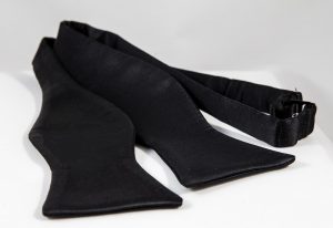 Black silk 2.5" bow tie, untied