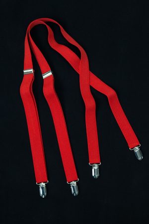 Red Elastic Adjustable Clip-End Suspenders