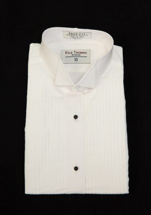 Ladies poly/cotton wing collar tuxedo shirt