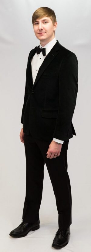 Chama Super 150s Slim-fit Microfiber Mens’ 2-button Notch Lapel Black Tuxedo